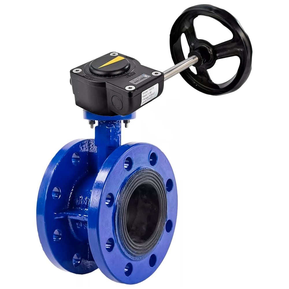Затвор дисковый поворотный GGG40-304-EPDM-2W-F-H Ду100 Ру16 фланцевый, корпус чугун GGG40, диск нержавеющая сталь 304, уплотнение EPDM, с редуктором HAM-1