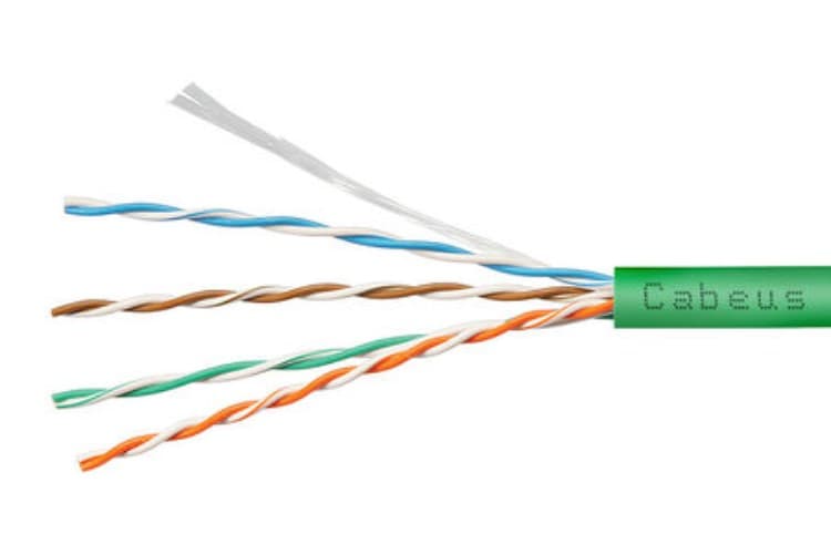 Витая пара UTP (U/UTP), категория 5e, 4 пары (24 AWG), одножильный, зеленый, LSZH, нг(А)-HF (25 м)
