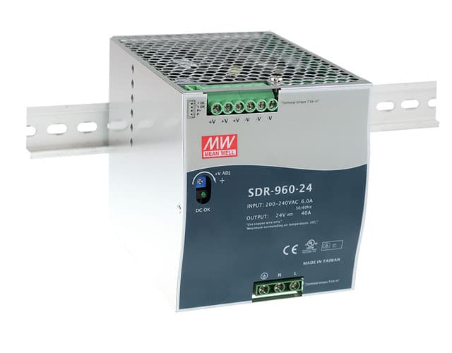 Блок питания AC-DC, 960Вт, ККМ, вход 180-264В AC, 47-63Гц,254-370В DC, выход 48В,20A, рег. вых 48-55В, в кожухе на DIN-рейку
