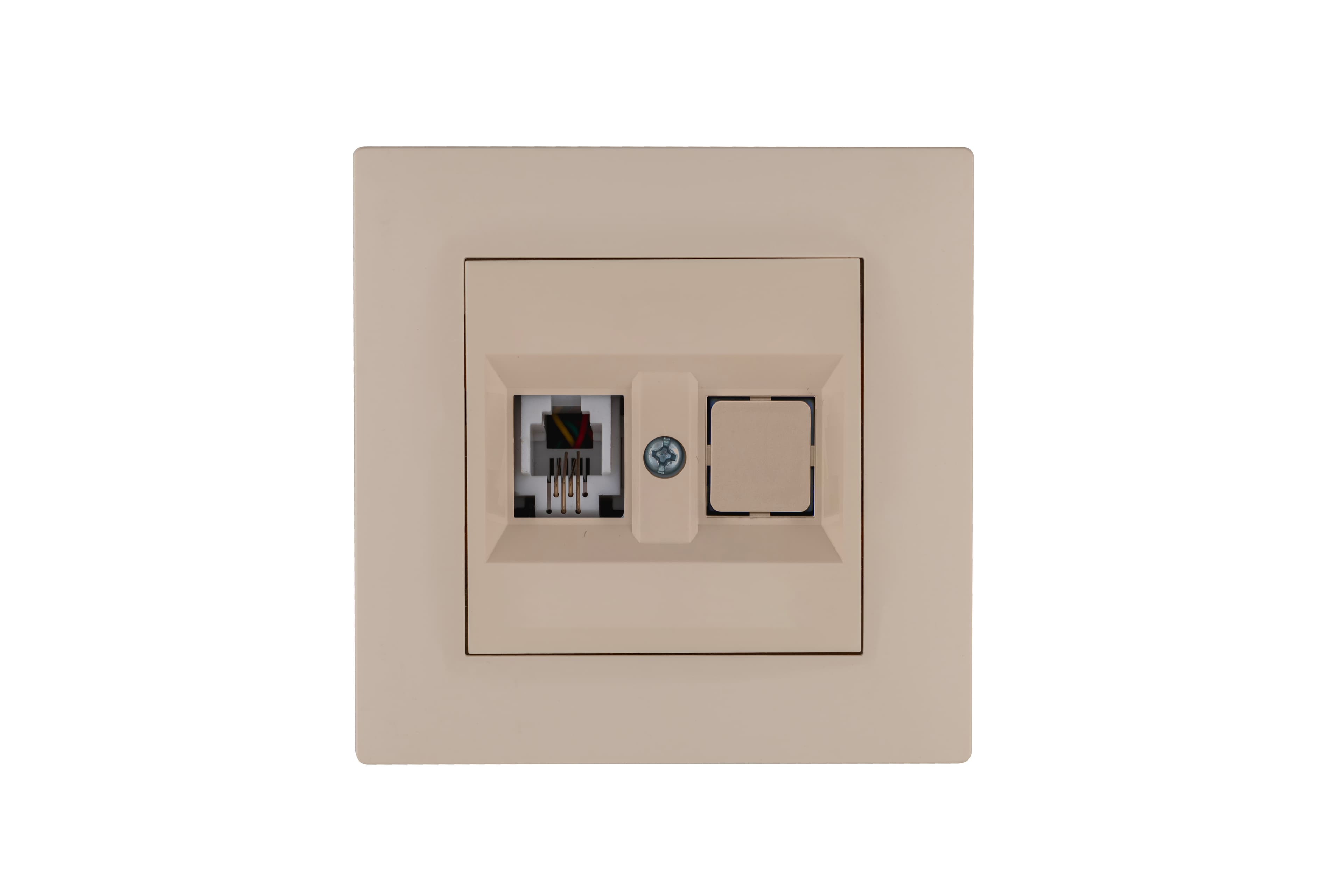 Розетка компьютерная CAT5+гнездо KAREA RIZZ крем