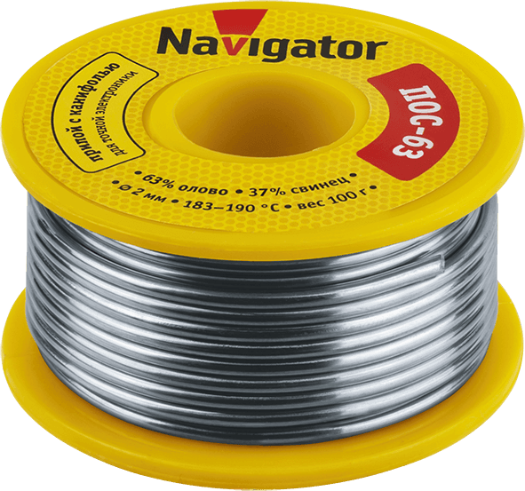 Припой NEM-Pos05-63K-2-K100 (ПОС-63, катушка, 2 мм, 100 гр) Navigator