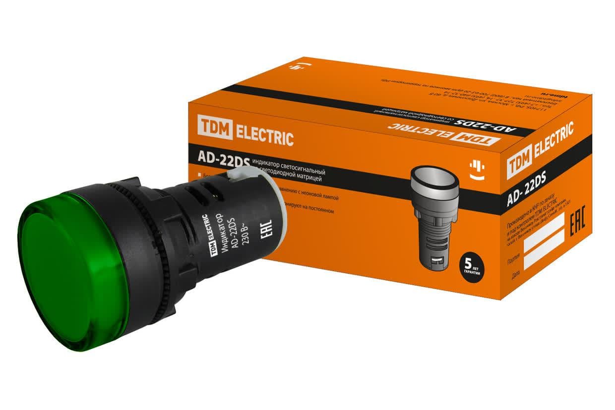 Лампа AD-22DS(LED)матрица d22мм зеленый 230В