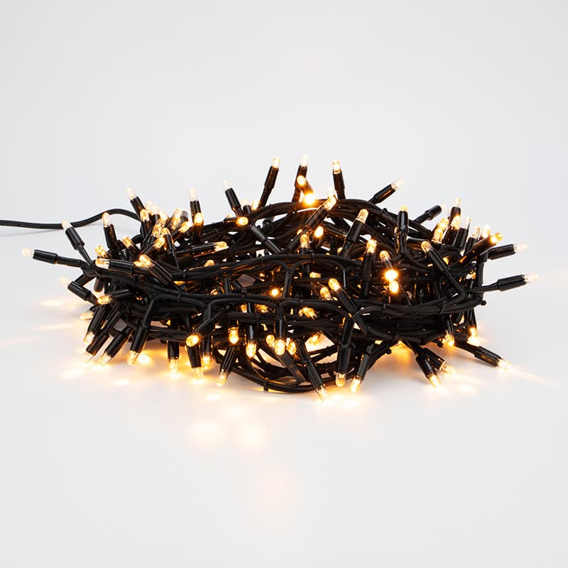 Гирлянда кластер 10 м, 200 LED, черный каучук, IP67, соединяемая, свечение тёплый белый