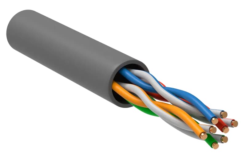 Витая пара U/UTP кат 6 4х2х24AWG LSZH нг(А)-HF    серый (305м) РФ/Т