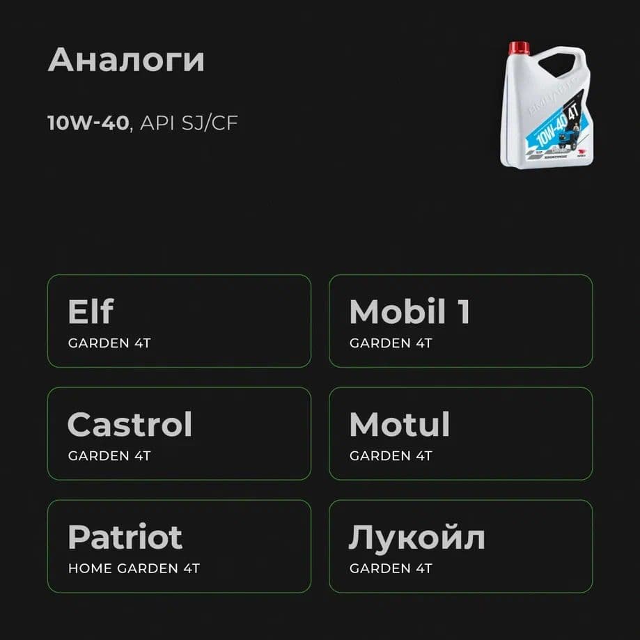 Масло 4х Тактное 10W-40, SJ/CF, 4л канистра