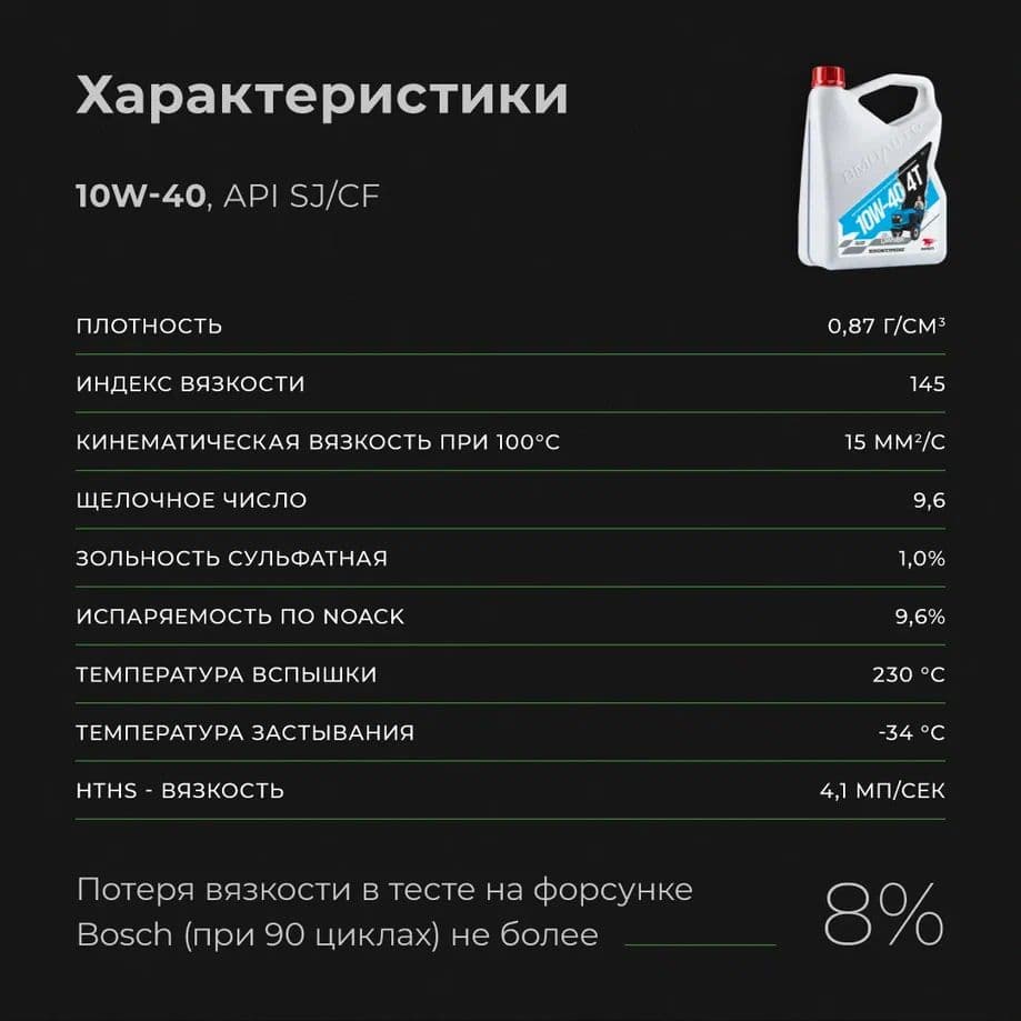 Масло 4х Тактное 10W-40, SJ/CF, 4л канистра
