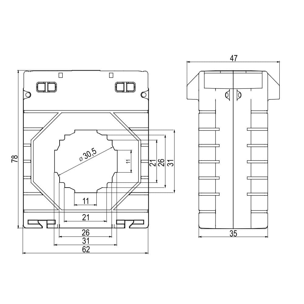 Трансформатор тока CT30 200/5А, класс точности 0.2S, 1ВА