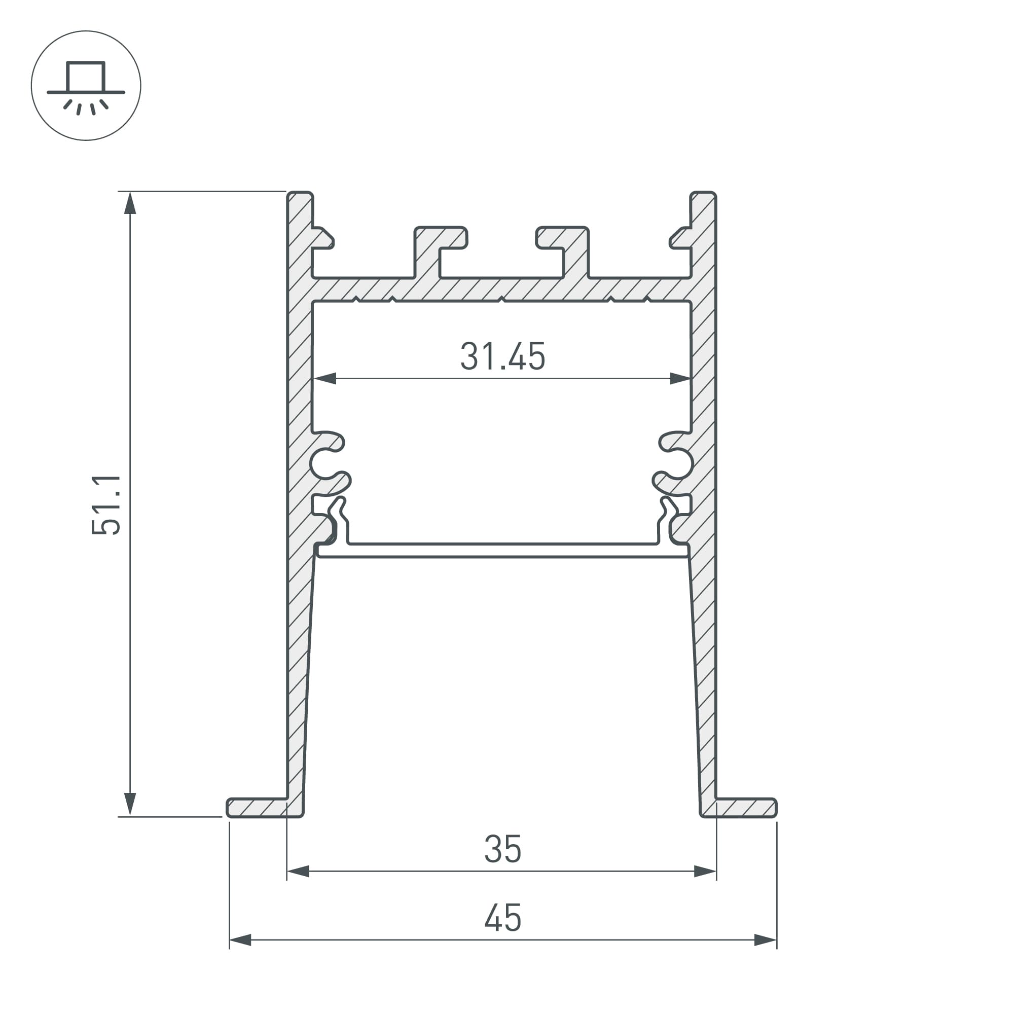 Профиль SL-COMFORT-4551-F-2000 ANOD (ARL, Алюминий)