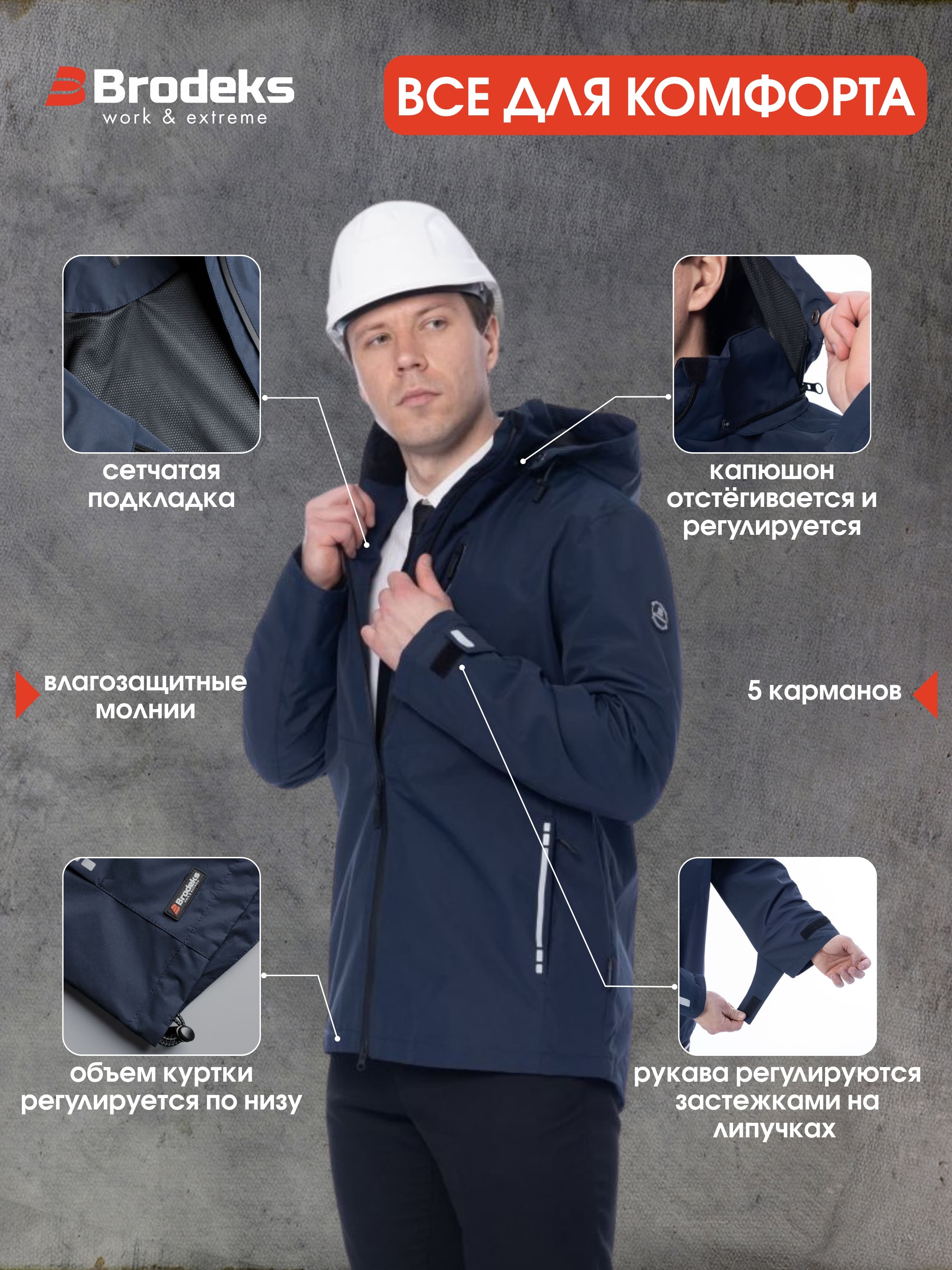 Летняя куртка-парка Brodeks KS213, синий (3XL)