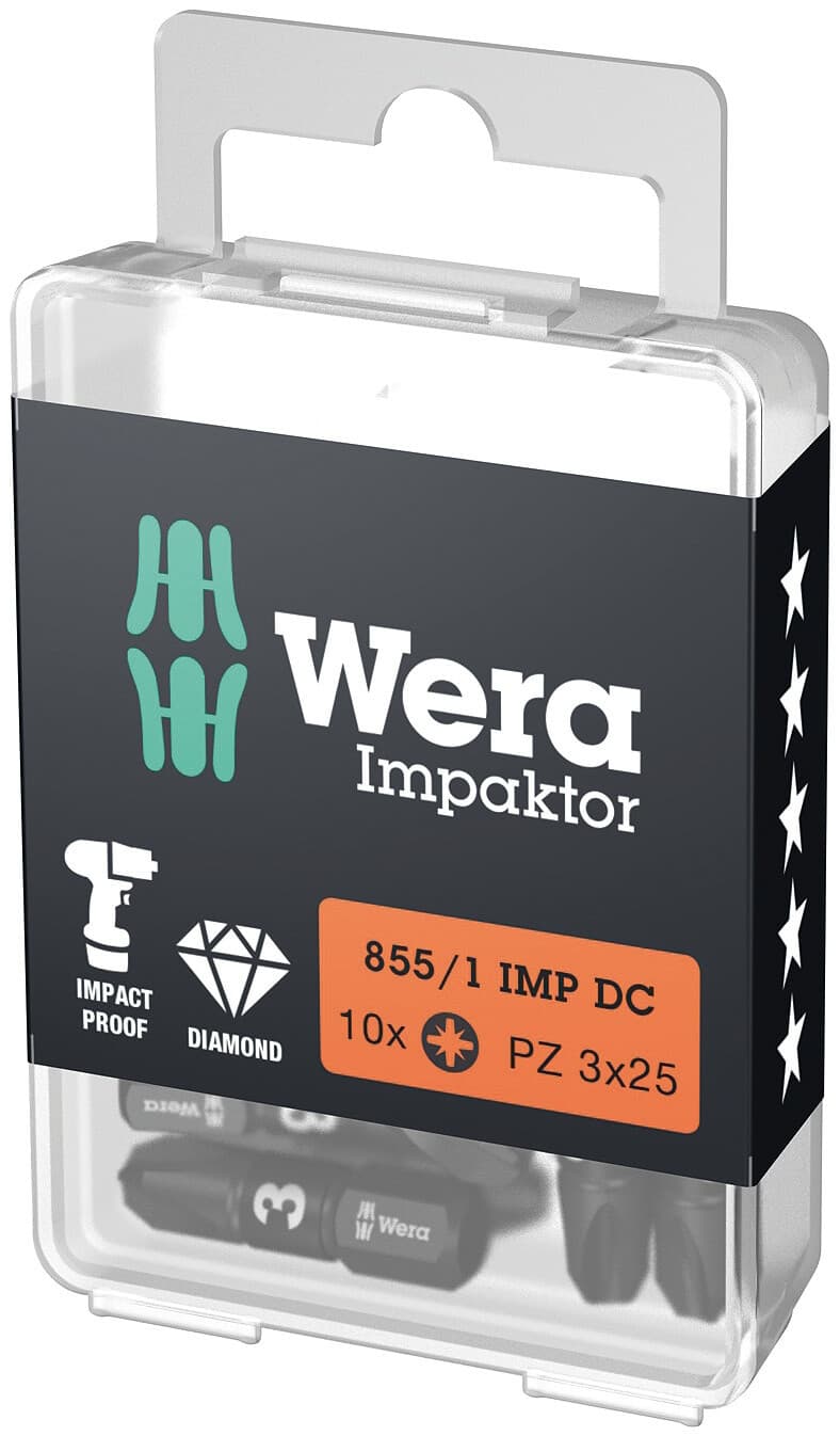 Бита ударная 855/1 IMP DC Impaktor PZ алмазное покрытие хвостовик 1/4 C 6.3 PZ 3X25 мм с держателем-еврослот