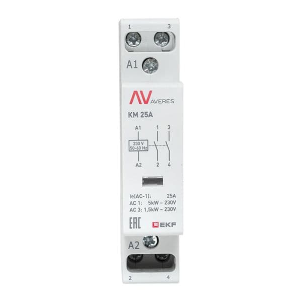 Контактор модульный КМ 25А 2NО 230VAC (1 мод.) AVERES
