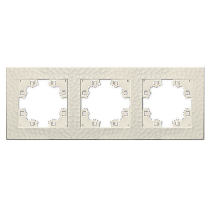 Рамка фактурная 3 поста универсальная UNIVersal Афина слоновая кость (ivory) (еврослот)