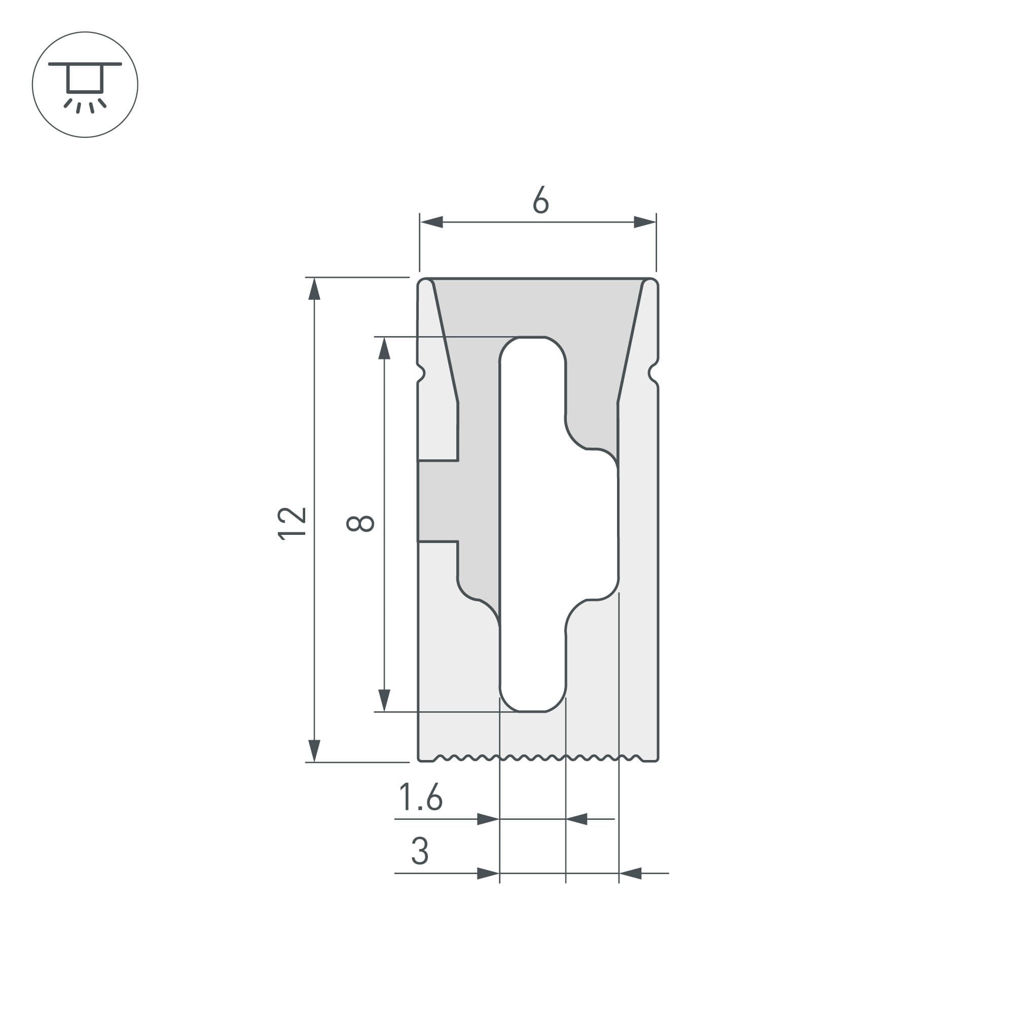 Профиль силиконовый WPH-FLEX-0612-SIDE-S8-10m WHITE (Силикон)