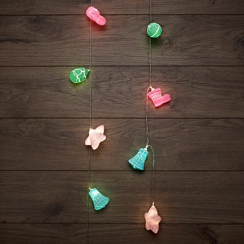 Гирлянда светодиодная Новый Год 1,5 м, прозрачный ПВХ, 10 LED, теплый белый, питание 2 х АА батарейки не в комплекте