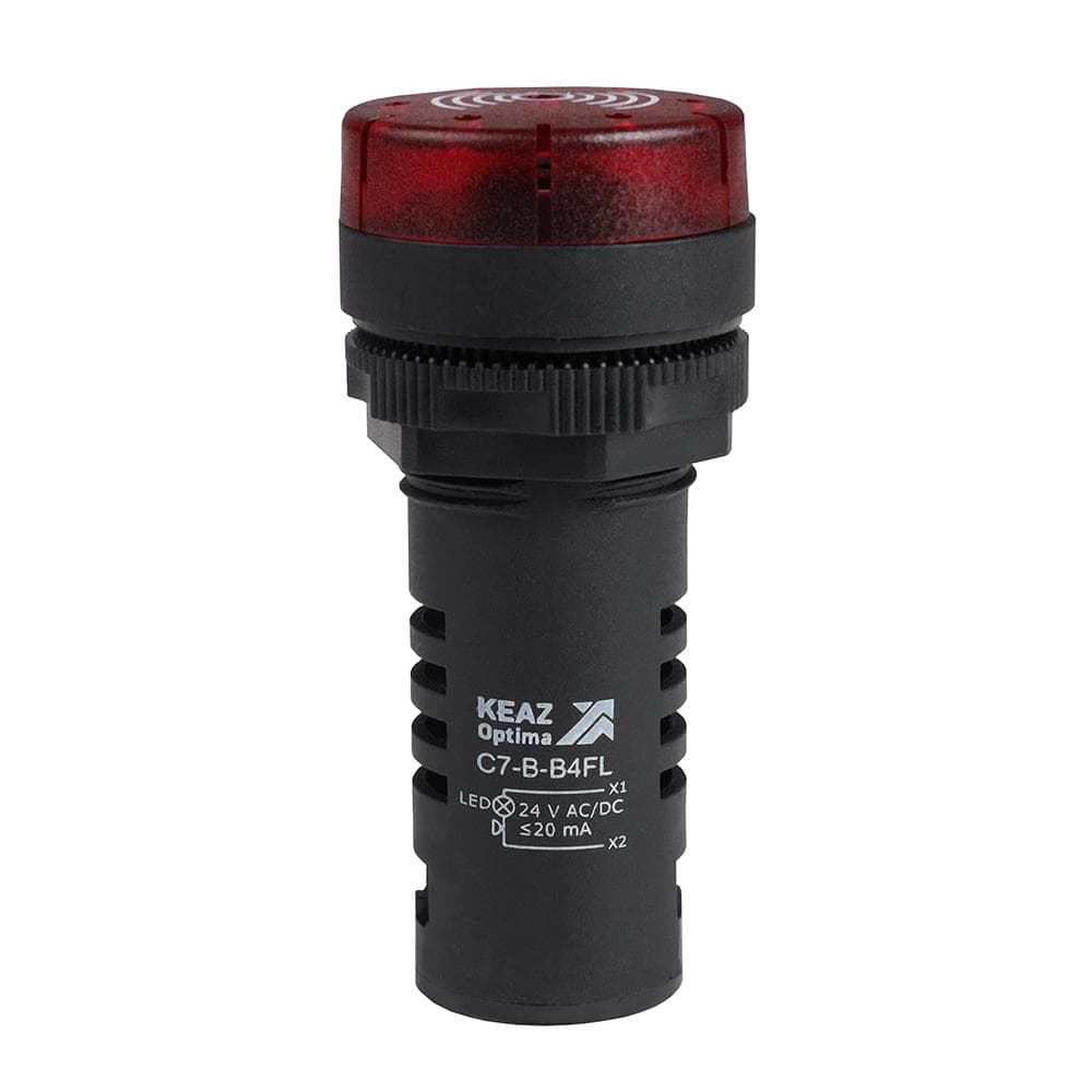 Зуммер с пульсирующим сигналом OptiSignal Compact D22 C7-B-B4FL красный с подсветкой 24 В AC/DC