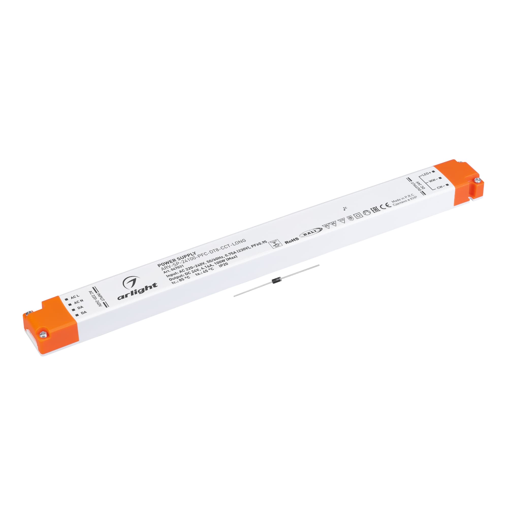 Блок питания ARV-SP-24100-PFC-DT8-CCT-LONG (24V, 4.16A, 100W) (IP20 Пластик, 5 лет)
