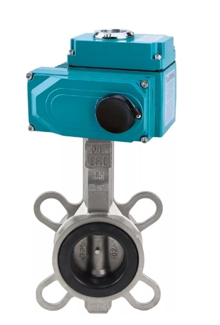 Затвор дисковый поворотный 316-316-NBR-2W-Fb Ду300 Ру16, корпус и диск нержавеющая сталь 316L, уплотнение NBR, с 1/4-оборотным электроприводом QT2-060-380VAC 380В