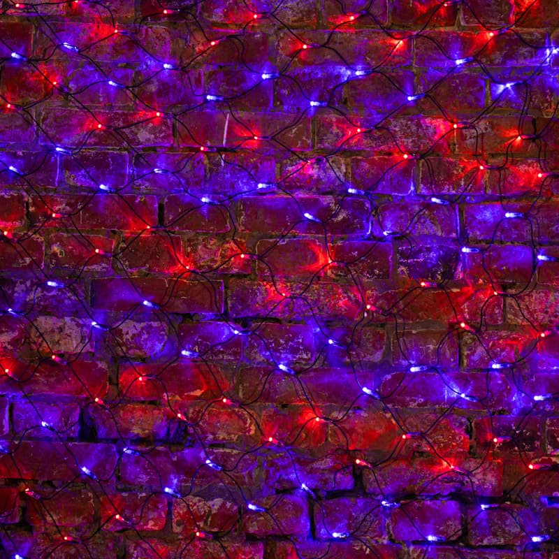 Гирлянда Сеть 2,5х2,5 м, черный ПВХ, 432 LED красные/синие