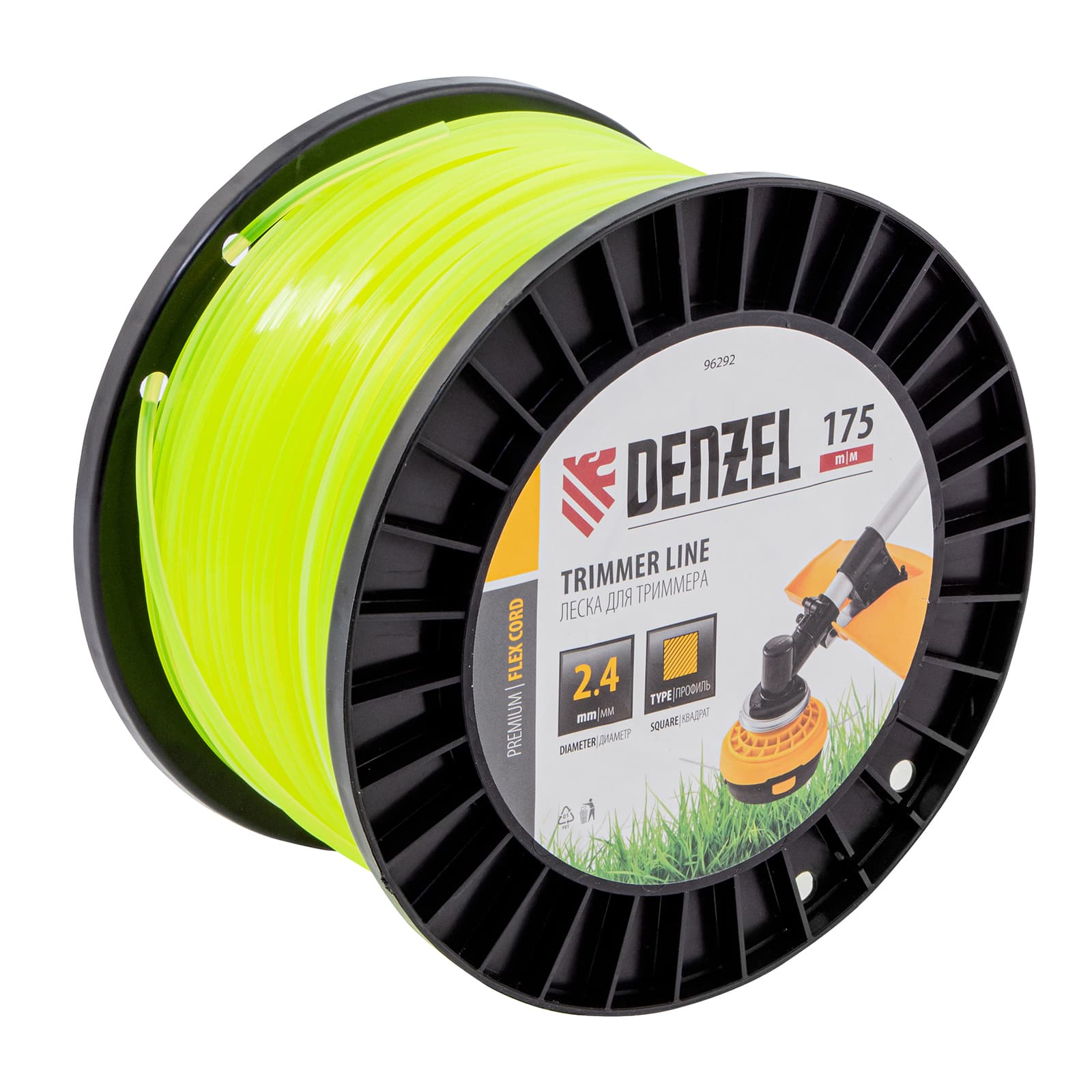 Леска для триммера квадрат, 2,4мм х 175м, на DIN катушке FLEX CORD