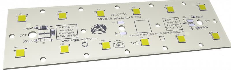 Модуль светодиодный MODULE 145x43 AL1.5 1x12 Refond 5050 CRI70 4000K