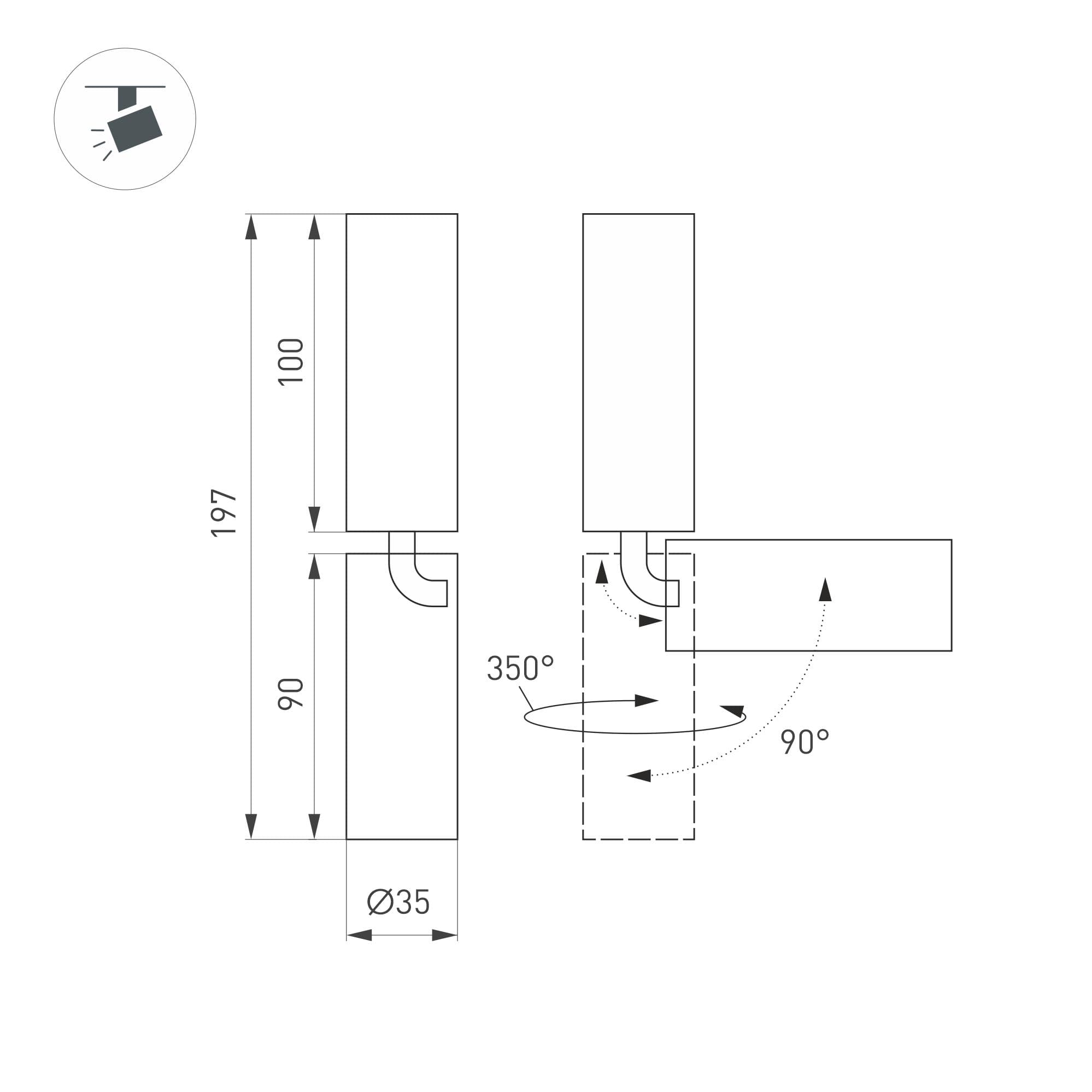 Экран ARH-KANT-H30-2000 Square Frost-PM (ARL, Пластик)