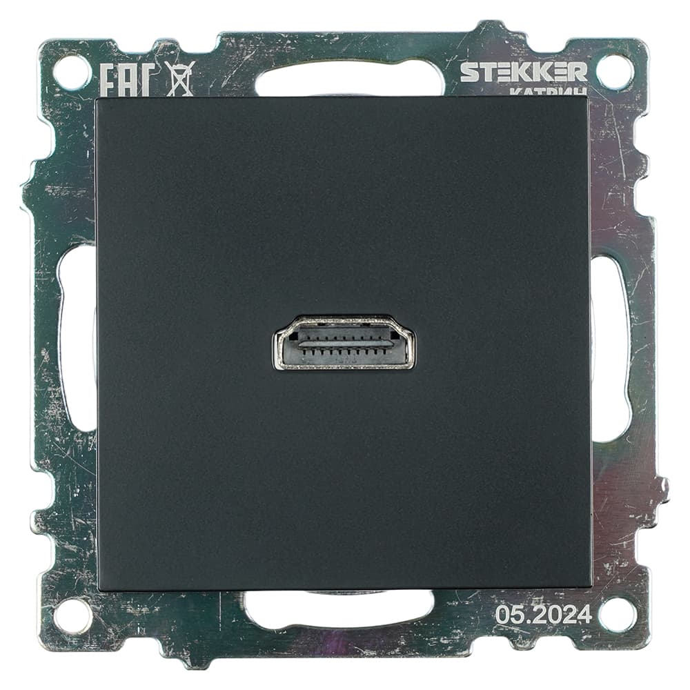 Розетка HDMI 2.1 Type A (механизм) серия Катрин черный STEKKER