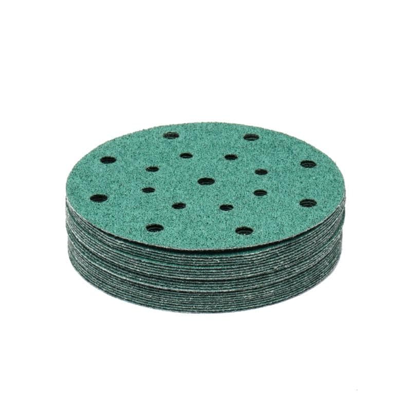 Круг абразивный шлифовальный под липучку Polyester Film Sandpaper Р40 (150мм, 17 отверстий, 25шт)
