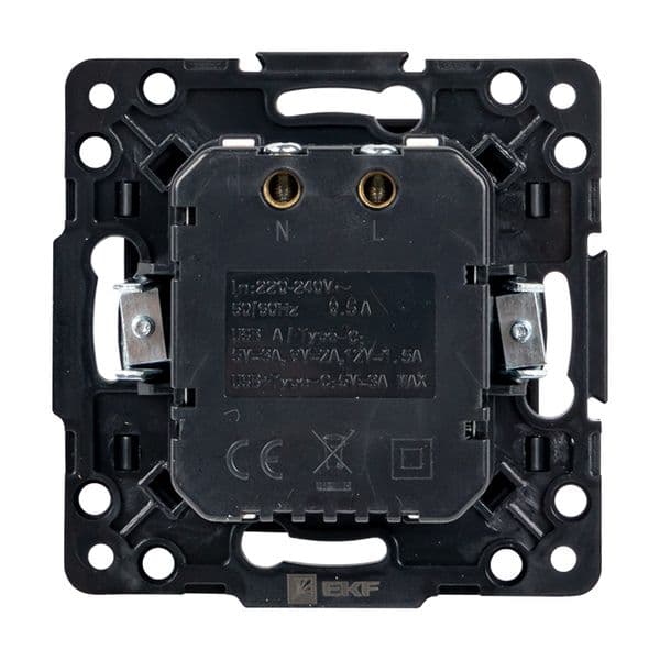 Стокгольм Механизм Розетки с 2USB type-A + type-C черный