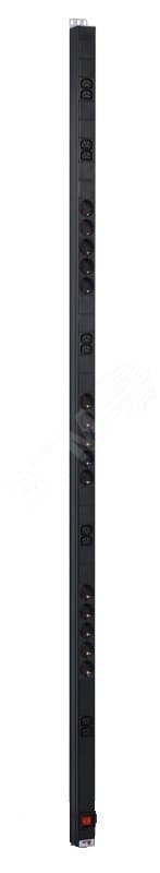 Блок розеток вертикальный Rem-16 с выключателем 15 Schuko 10 C13 вход IEC 60320 C20 16A 42-48U