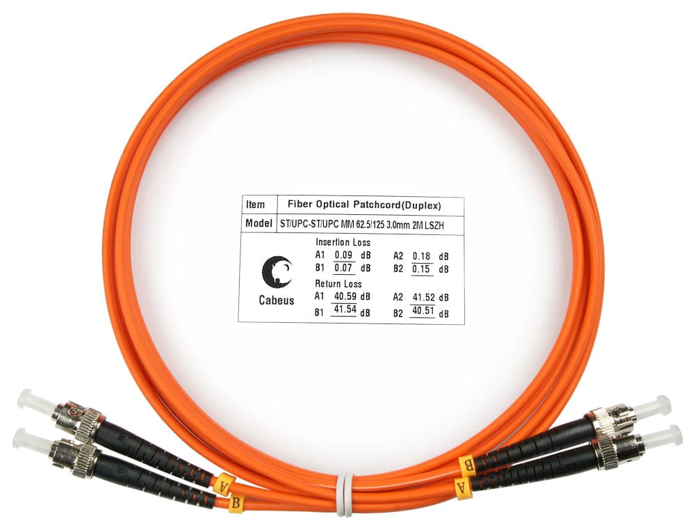 Патч-корд оптический duplex 2м ST-ST 62,5/125MM LSZH