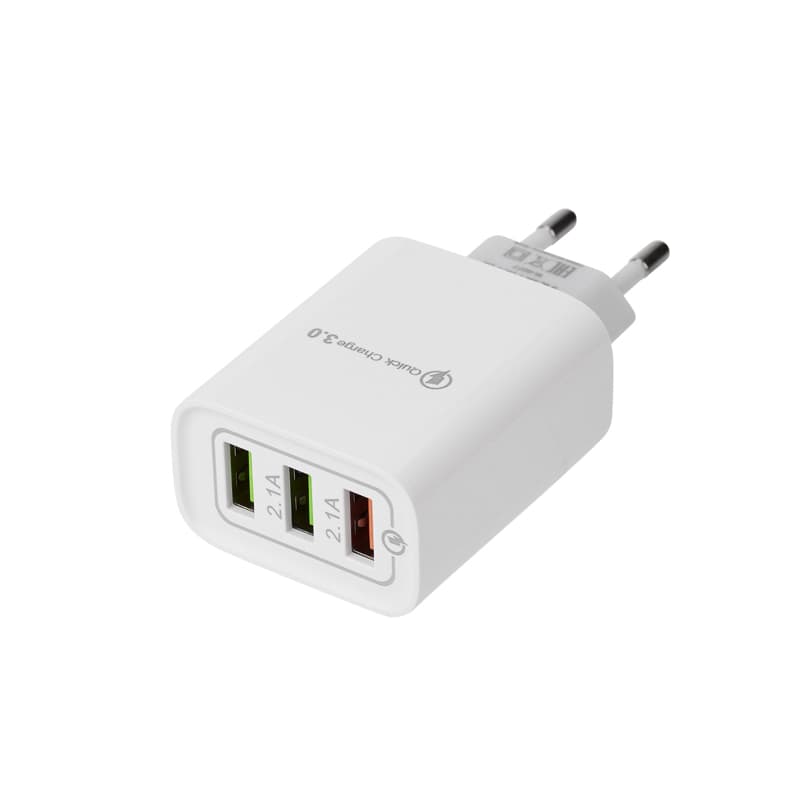 Сетевое зарядное устройство для iPhone iPad 3хUSB 5V 3А + 1А + 1А белое,