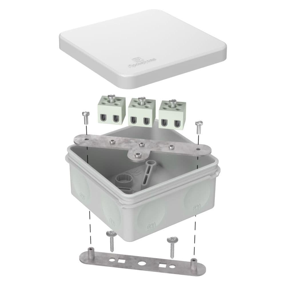 Коробка огнестойкая для о/п двухкомпонентная 60-0210-FR2.5-6 Е15-Е120 RAL7035 80х80х40