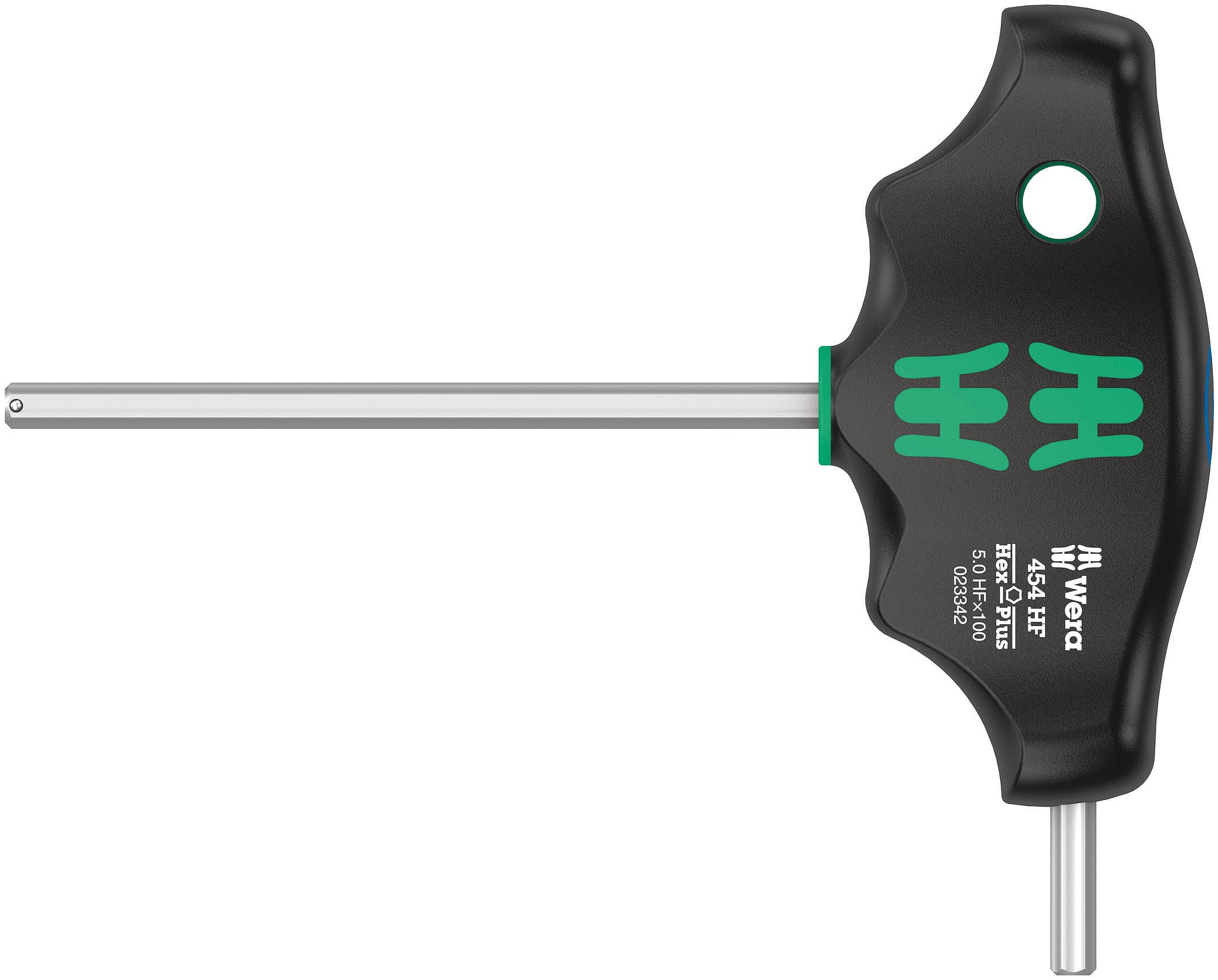 Отвёртка шестигранная 454 Hex-Plus HFс Т-образной рукояткой с функцией фиксации крепежа 5X100 мм с дополнительным коротким рабочим концом