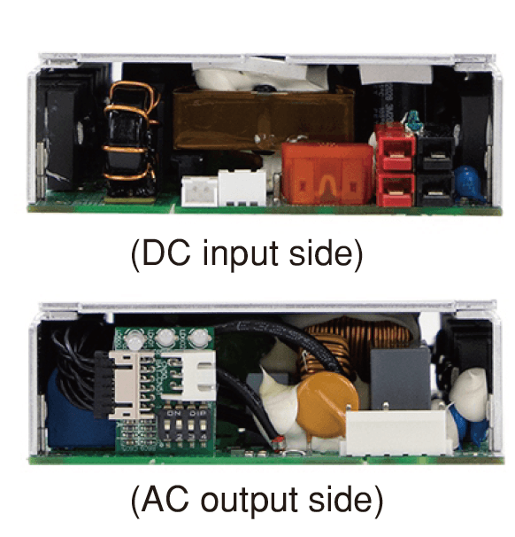 Инвертор DC-AC, 400Вт (с вент. 25CFM)250Вт (без вент.), Рмакс=800Вт(0,6 сек), Uвх=40…66В DC, Uвых=230В АС (ещё 200, 220, 240), f=50(60) Гц, КНИ<3%, изоляция 3000В AC, в кожухе 186х100,5х32мм, вес 0,75кг,  -20…+70°С, выход штыревой соединитель, т