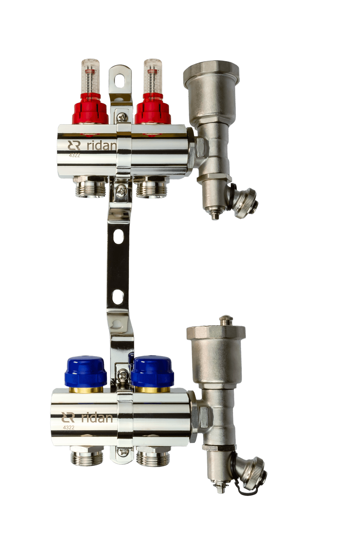 Коллекторная группа FHF-2RF set 2 контура 1'x3/4' с расходомерами, воздухоотводчиками и кронштейнами
