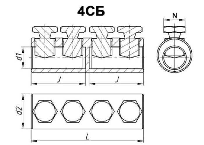 Соединитель болтовой 4СБ-2-001 (70-120)
