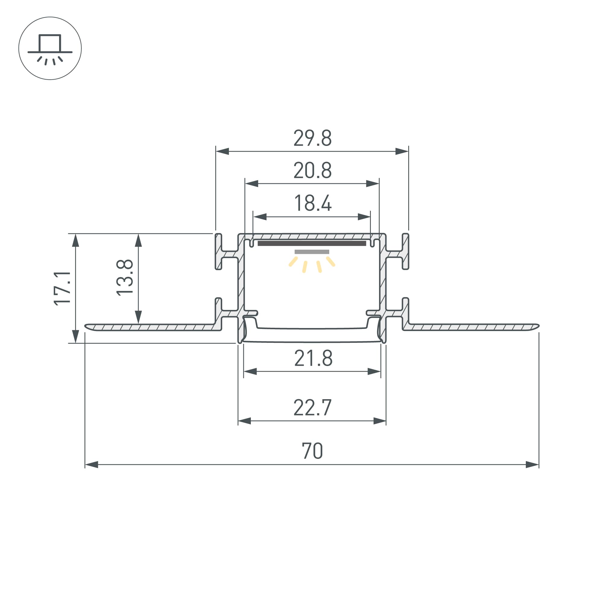 Профиль FANTOM-BENT-W23-TOP-2000 ANOD (ARL, алюминий)