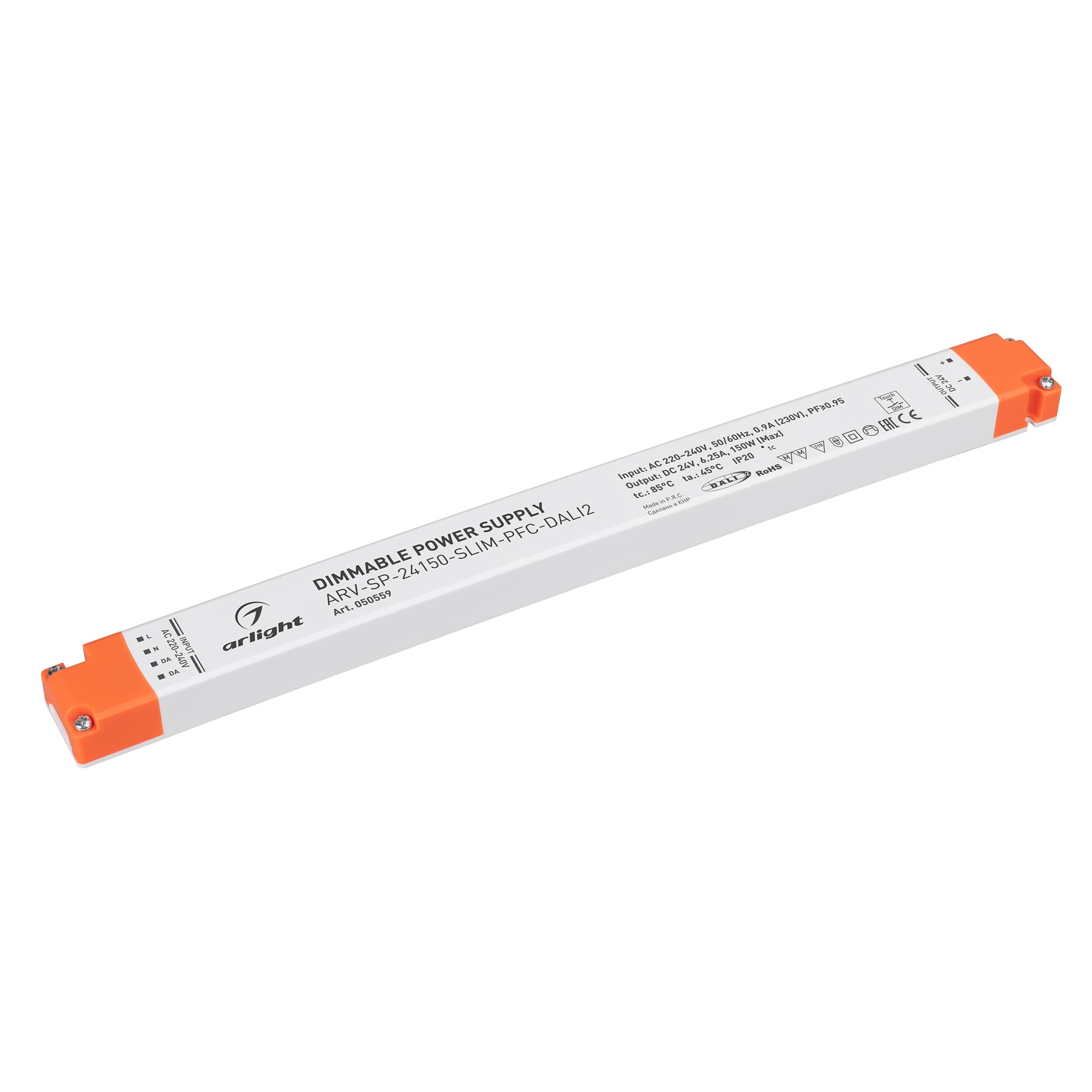 Блок питания ARV-SP-24150-SLIM-PFC-DALI2 (24V, 6.25A, 150W) (IP20 Пластик, 5 лет)
