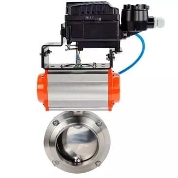 Затвор дисковый поворотный кламповый 304-304-Sil-2W-C-H Ду65 Ру10 корпус пищевая нержавеющая сталь 304, уплотнение Silicon, с пневмоприводом SA-083 и позиционером EPRP1-NU-0-08 без обратной связи