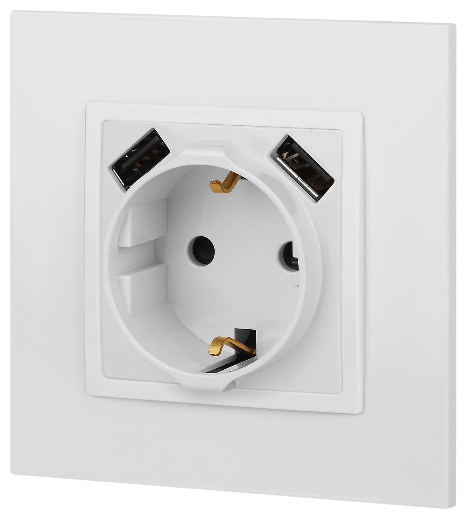 Розетка 2P+E 16A-250В, штор. с 2xUSB 5В-3А, Эра Elegance, белый 14-4109-01