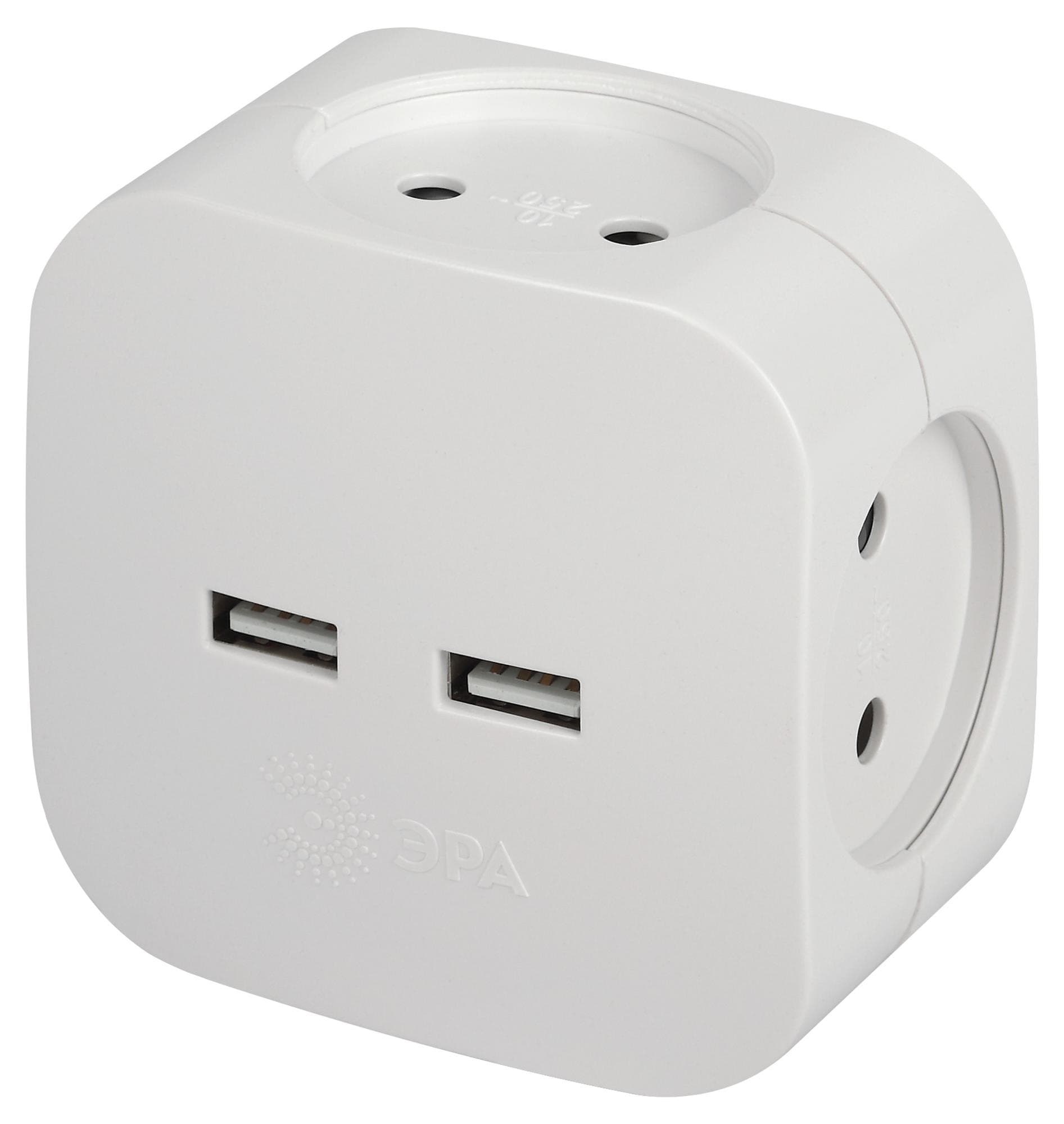 Разветвитель электрический SP-4-USB-W на 4 розетки + 2xUSB 2400mA, без заземл 10А белый