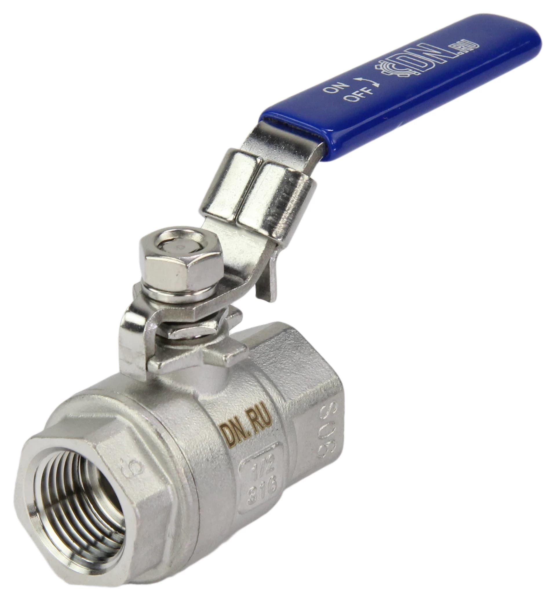 Кран шаровой 316-316-PTFE-140 Ду15 Ру140 нержавеющая сталь 316, уплотнение PTFE, полнопроходной, резьбовой, с рукояткой