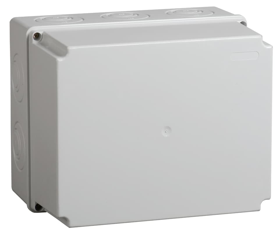 Коробка КМ41273 распаячная для открытой проводки 240х195х165мм IP44 RAL7035 кабельные вводы