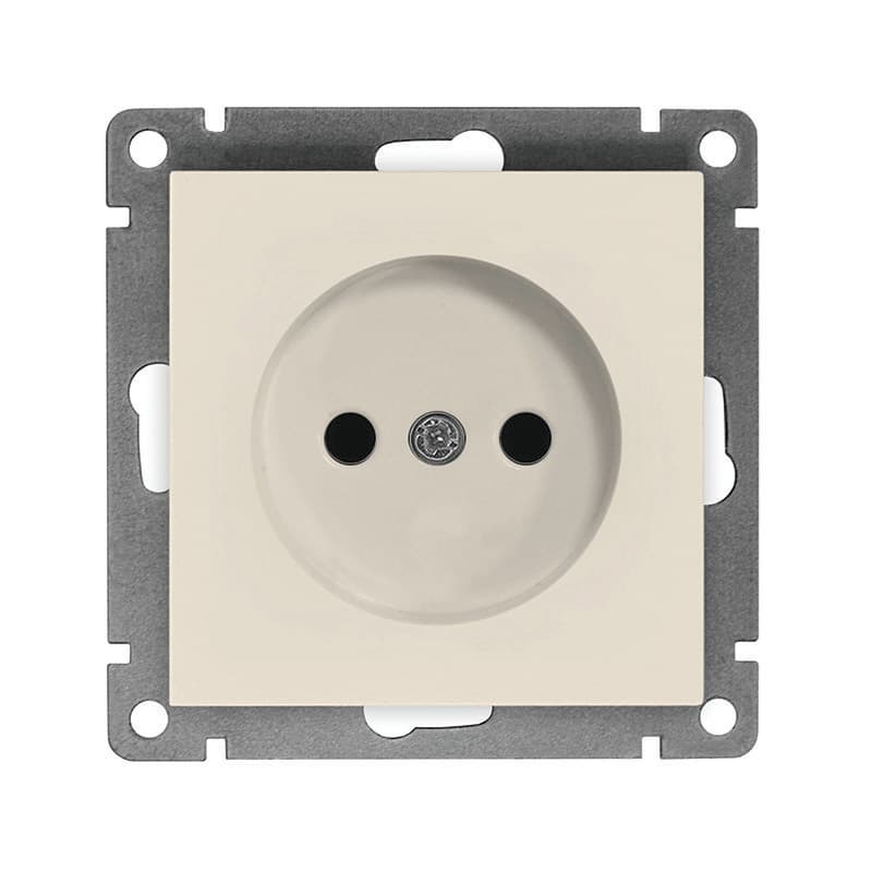 Розетка одноместная UNIVersal серия Афина б/з, с/у, 16А, 220В, слоновая кость (ivory) (еврослот), механизм