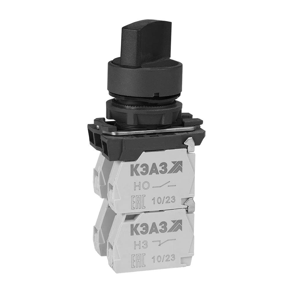 Переключатель КПЕ1111Р-черный-1но+1нз-ручка-фикс-2поз-IP40