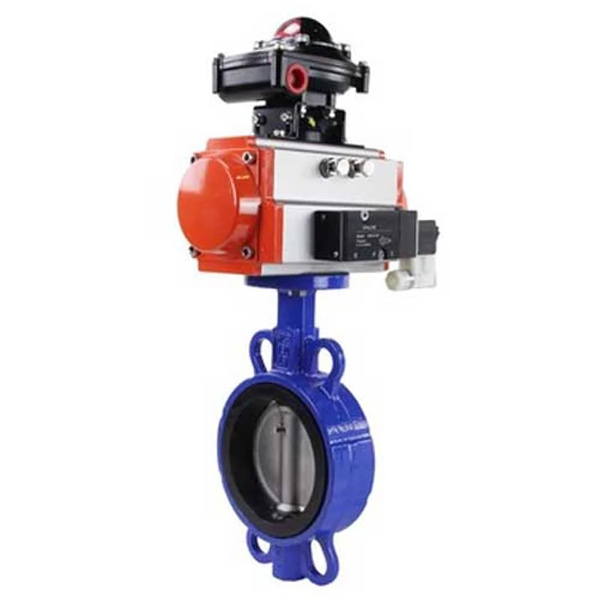 Затвор дисковый поворотный WCB-316-VITON-2W-Fb Ду300 Ру16, корпус углеродистая сталь WCB, диск нерж. сталь 316L, уплотнение Viton, с пн.приводом DA-140, пн.распределителем PND2-S1EM-52-1NC-J08-24VDC и БКВ LSB-410-02ExM12-250