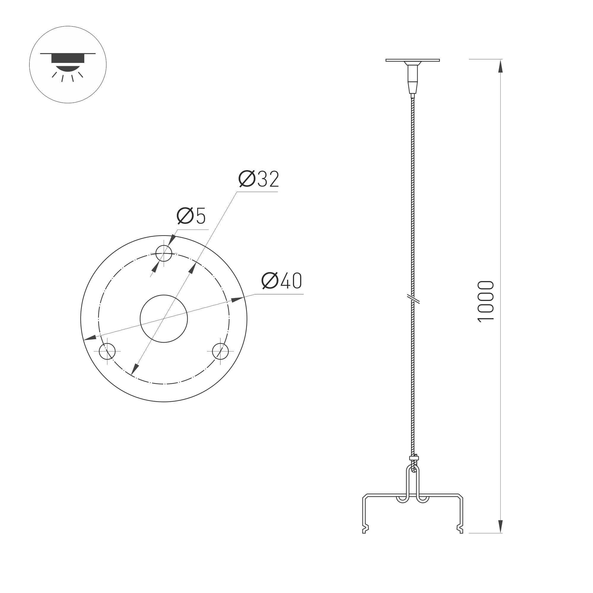 Подвес ALT-TUBULAR-HANG-L1000 (SL) (ARL)