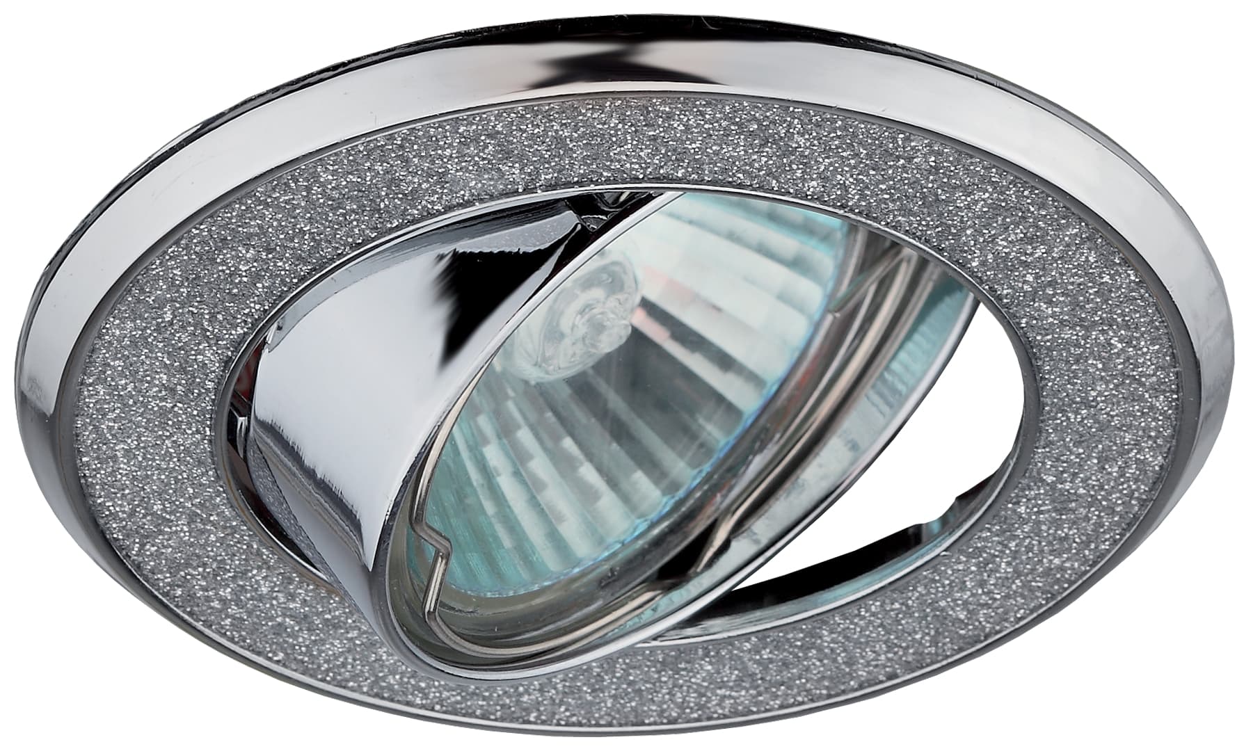 Светильник декор круглый со стеклянной крошкой MR16,12V/220V, 50W, хром/серебря DK18 CH/SH SL
