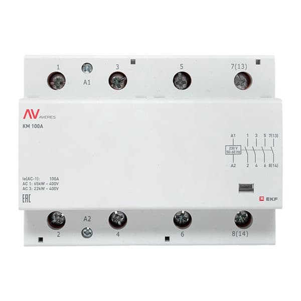 Контактор модульный КМ 100А 4NO 230VAC (6 мод.) AVERES