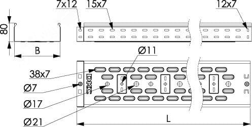 Лоток перфорированный 600х80 L3000